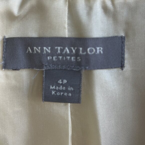 Ann Taylor Yellow Tweed Raw Edge Fringe Fitted Blazer Jacket Size 4 Petite - Picture 7 of 7